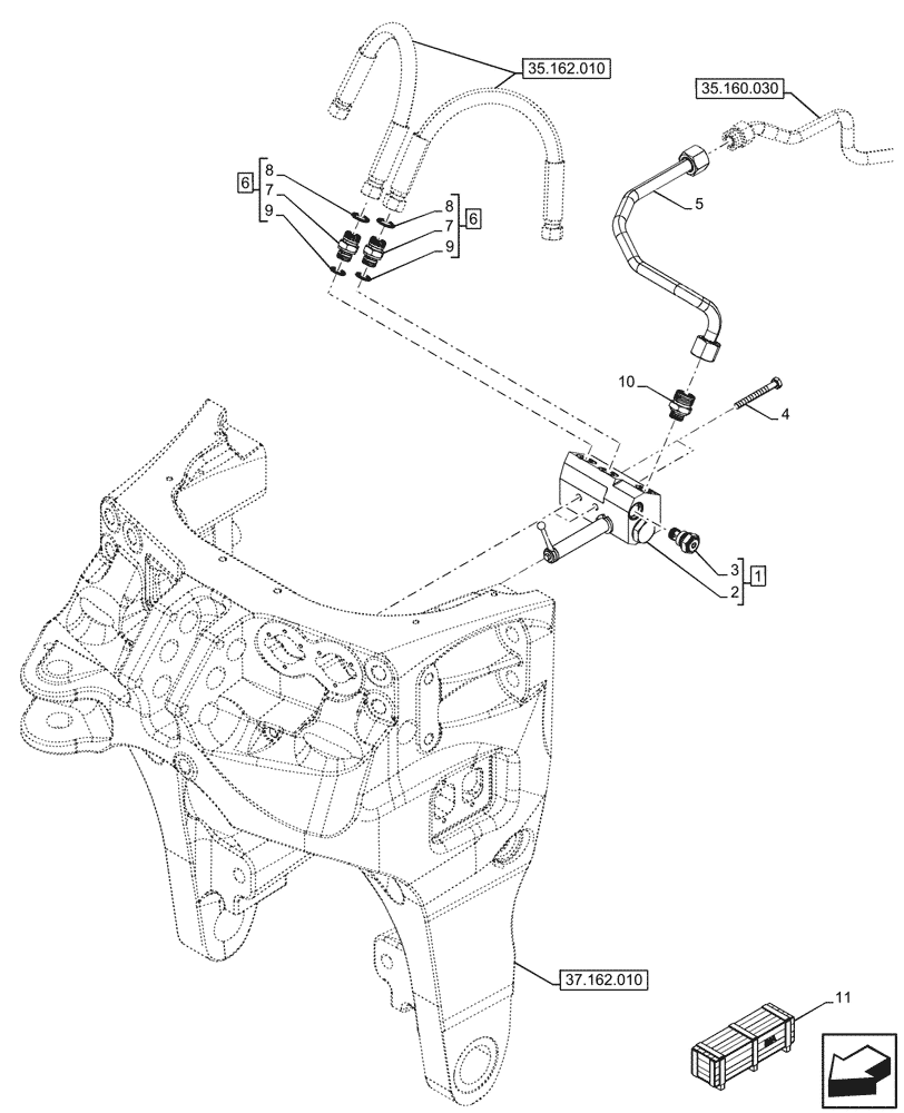 Схема запчастей Case IH OPTUM 300 CVT - (35.160.010) - VAR - 758768, 758769, 758770, 758771, 758772, 758773, 759086, 759304, 759305, 759306, 759307, 759308 - FRONT, 3 POINT HITCH, VALVE (35) - HYDRAULIC SYSTEMS