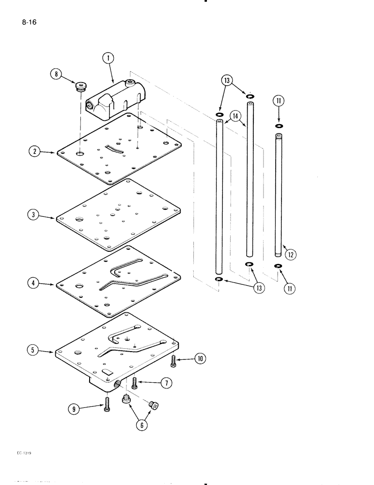 Схема запчастей Case IH 595 - (8-16) - REGULATOR VALVE MOUNTING PLATE, FORWARD AND REVERSE (08) - HYDRAULICS