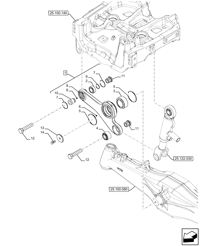 Схема запчастей Case IH FARMALL 110U - (23.314.070) - VAR - 744558, 758288, 758385, 758578 - 4WD DRIVESHAFT FOR SUSPENDED FRONT AXLE, LINK (23) - FOUR WHEEL DRIVE SYSTEM