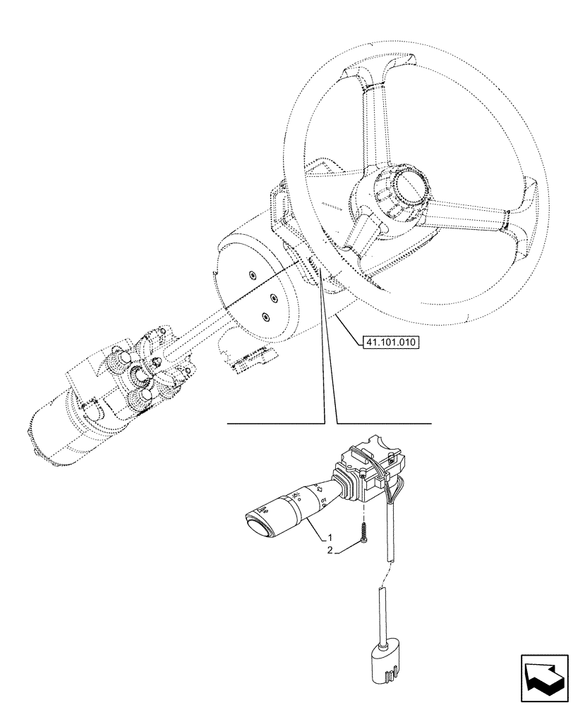 Схема запчастей Case IH OPTUM 300 CVT - (55.405.020) - TURN SIGNAL INDICATOR, SWITCH (55) - ELECTRICAL SYSTEMS