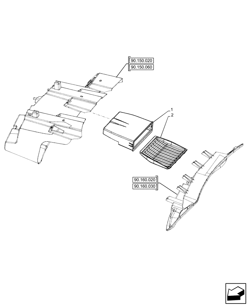 Схема запчастей Case IH OPTUM 270 CVT - (90.160.010) - VAR - 391288 - RADIO, PREDISPOSITION (90) - PLATFORM, CAB, BODYWORK AND DECALS