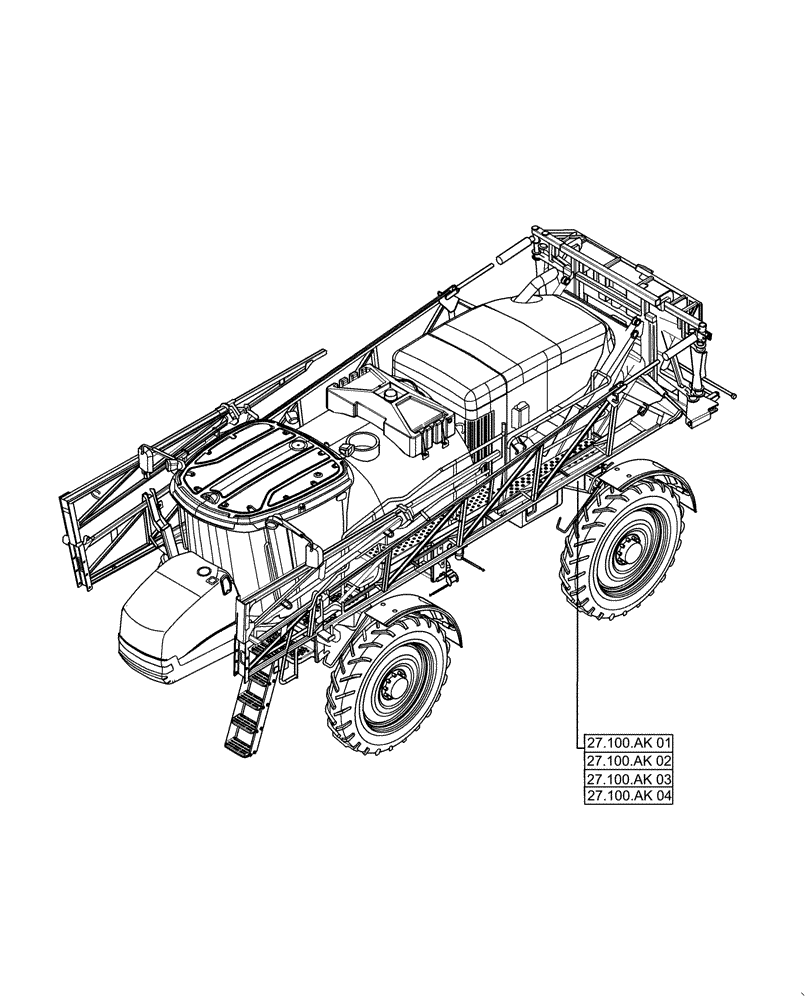Схема запчастей Case IH PATRIOT 2250 - (00.000.27[01]) - PICTORIAL INDEX - REAR AXLE SYSTEM (00) - GENERAL & PICTORIAL INDEX