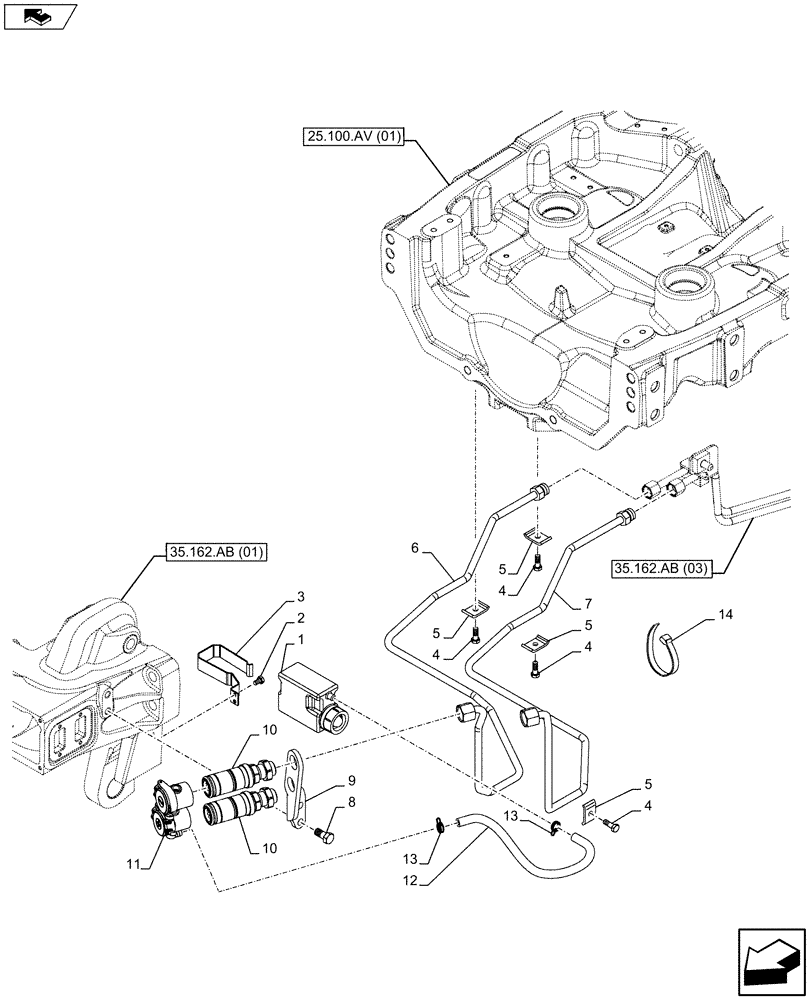 Схема запчастей Case IH FARMALL 105U - (35.204.BJ[02]) - VAR - 335679 - REMOTE CONTROL VALVE, COUPLING, FRONT (35) - HYDRAULIC SYSTEMS