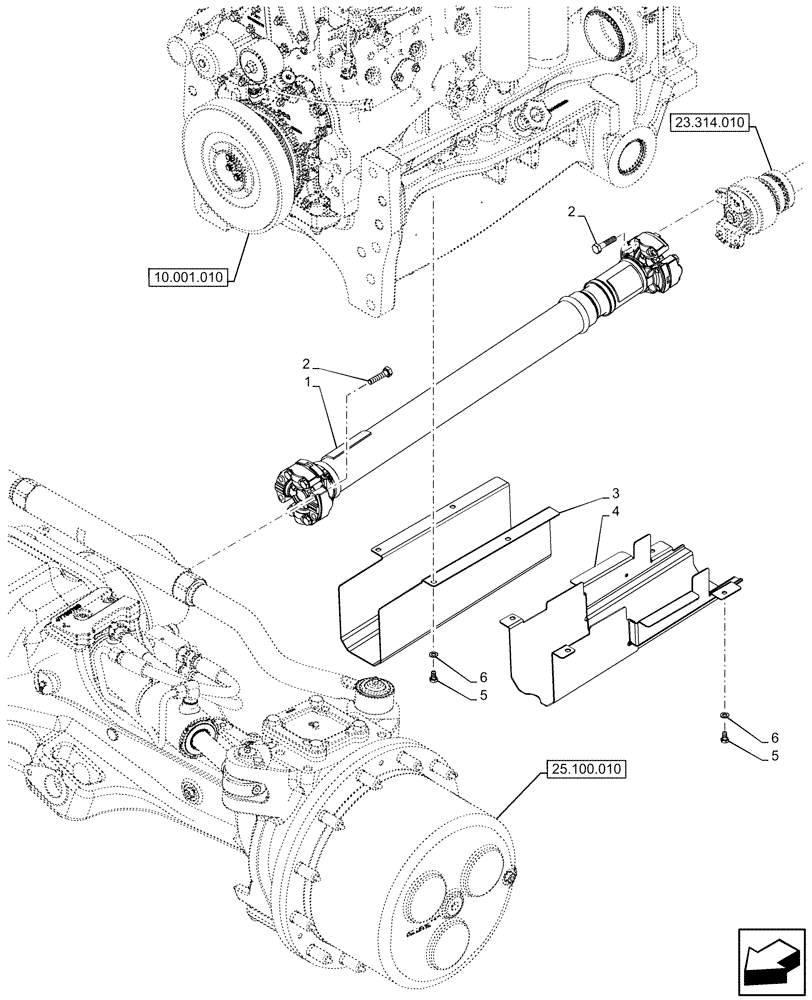 Схема запчастей Case IH OPTUM 300 CVT - (23.314.020) - VAR - 391138, 758022, 758870, 759053 - 4WD FRONT AXLE, DRIVE SHAFT, SUPPORT (23) - FOUR WHEEL DRIVE SYSTEM