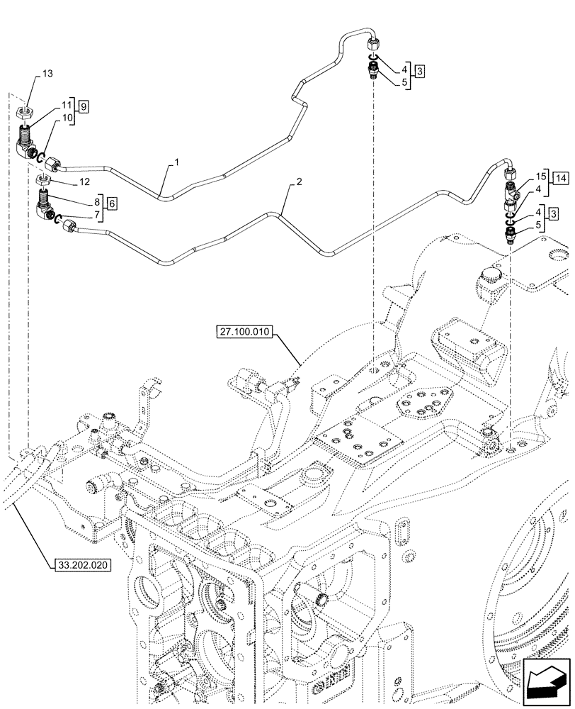 Схема запчастей Case IH OPTUM 300 CVT - (33.202.100) - VAR - 391138, 758022, 758870, 759053 - BRAKE LINE, TRANSMISSION (33) - BRAKES & CONTROLS