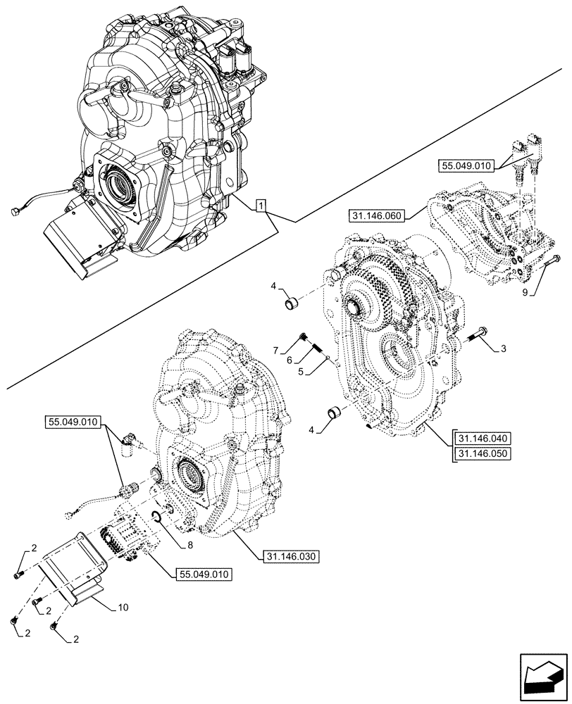 Схема запчастей Case IH OPTUM 300 CVT - (31.146.020) - VAR - 758772, 758773, 759307, 759308 - FRONT PTO, COMPONENTS (31) - IMPLEMENT POWER TAKE OFF