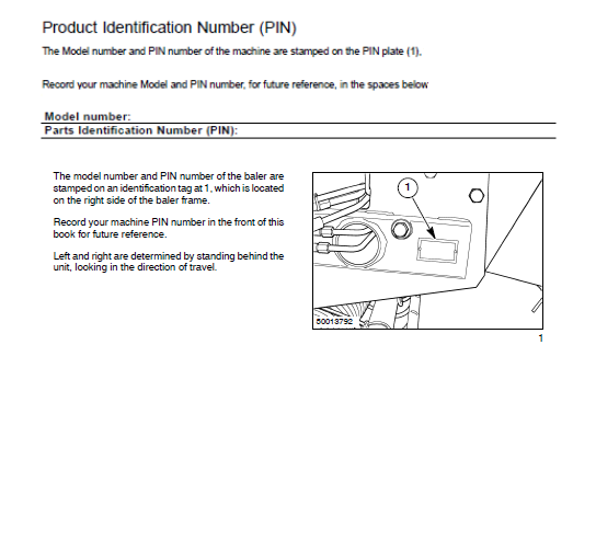 Схема запчастей Case IH RB444 - (00.100.03[2]) - LOCATION OF SERIAL AND PRODUCT IDENTIFICATION NUMBERS (00) - GENERAL & PICTORIAL INDEX