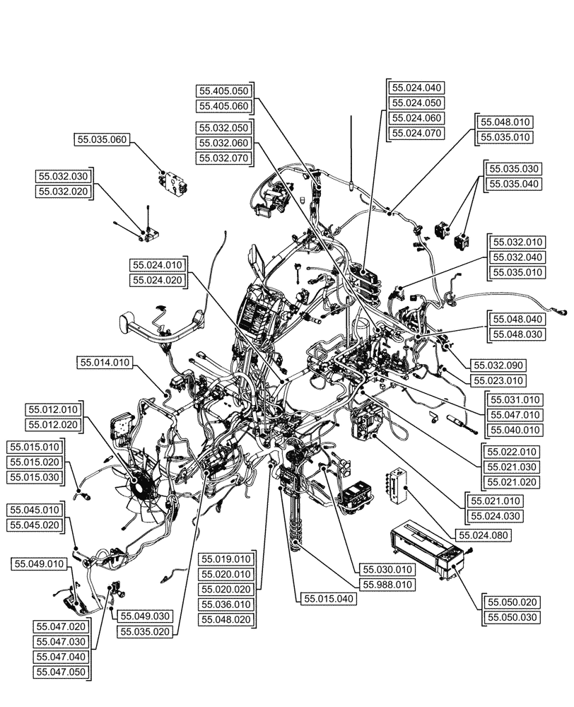 Схема запчастей Case IH OPTUM 300 CVT - (55.000.00[01]) - SECTION INDEX - ELECTRICAL SYSTEMS (55) - ELECTRICAL SYSTEMS