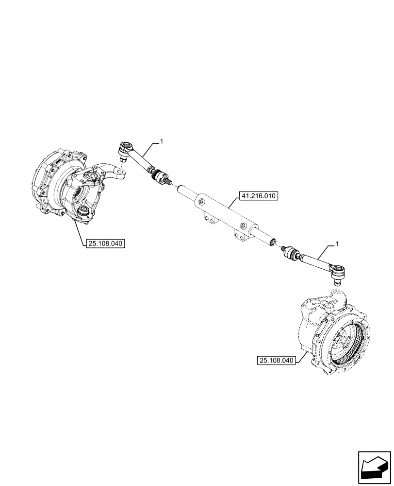 Схема запчастей Case IH FARMALL 110U - (41.106.010) - VAR - 390399 - 4WD FRONT AXLE, TIE-ROD (41) - STEERING