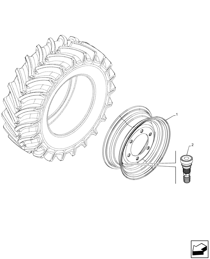 Схема запчастей Case IH FARMALL 100V - (44.511.030) - VAR - 8211401 - FRONT, WHEEL (W5.50FX16) (44) - WHEELS
