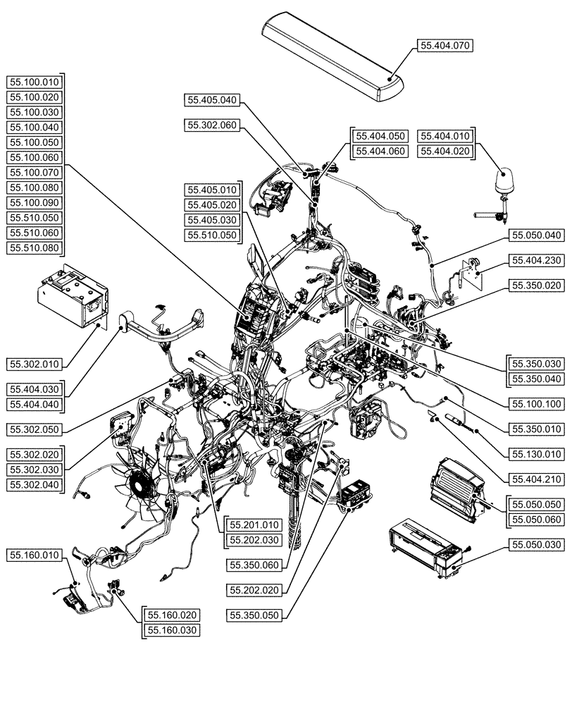 Схема запчастей Case IH OPTUM 300 CVT - (55.000.00[02]) - SECTION INDEX - ELECTRICAL SYSTEMS (55) - ELECTRICAL SYSTEMS