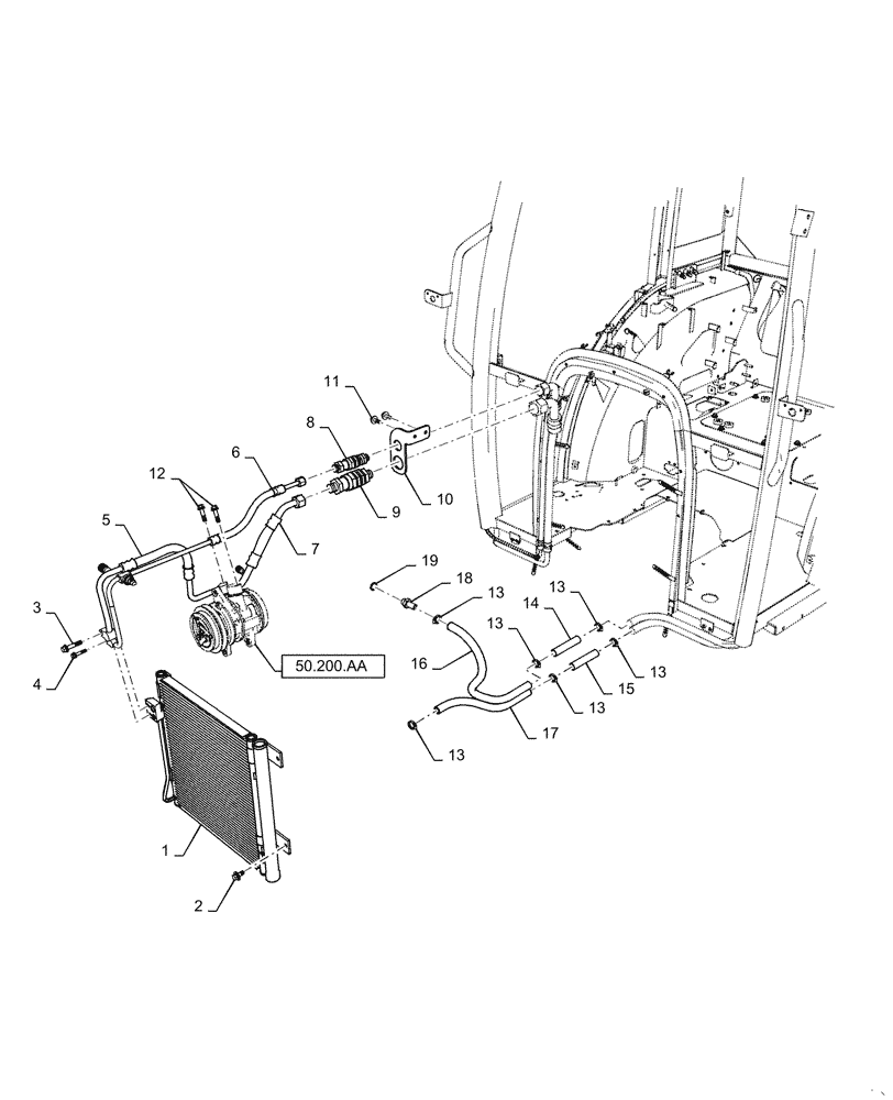 Схема запчастей Case IH FARMALL 50C - (50.200.AB) - AIR CONDITIONING (50) - CAB CLIMATE CONTROL