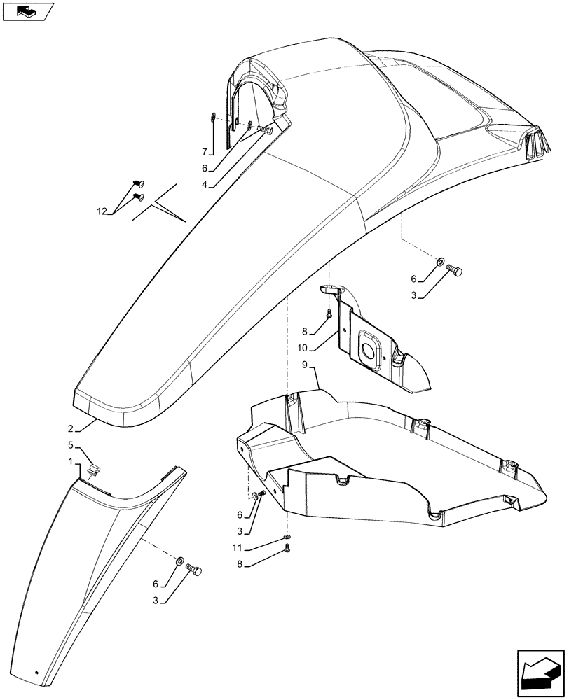Схема запчастей Case IH MAXXUM 110 - (90.116.AC[05]) - VAR - 338122, 338201, 338202, 391153, 743777 - REAR FENDER, LH (90) - PLATFORM, CAB, BODYWORK AND DECALS
