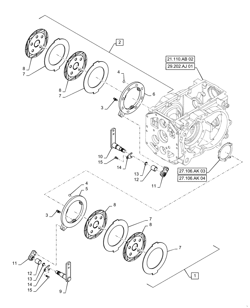 Схема запчастей Case IH FARMALL 40C - (33.120.AH[02]) - BRAKES, FARMALL 40C, 50C (33) - BRAKES & CONTROLS