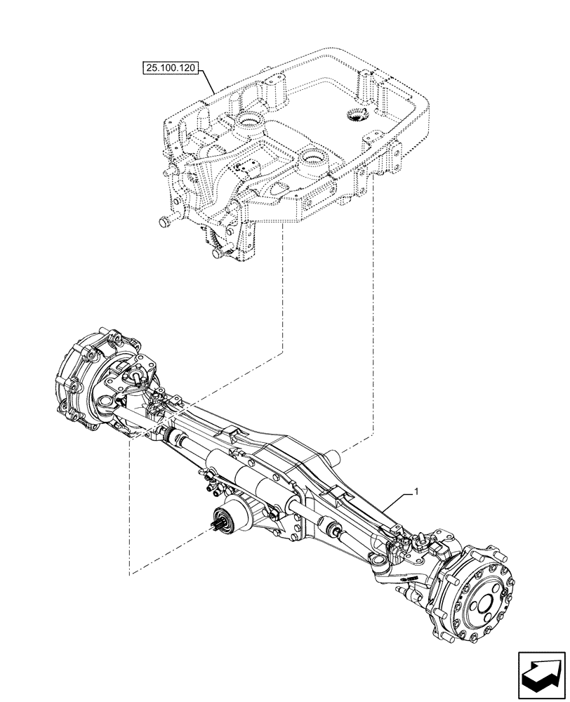 Схема запчастей Case IH FARMALL 120U - (25.100.010) - VAR - 390399 - 4WD FRONT AXLE (25) - FRONT AXLE SYSTEM