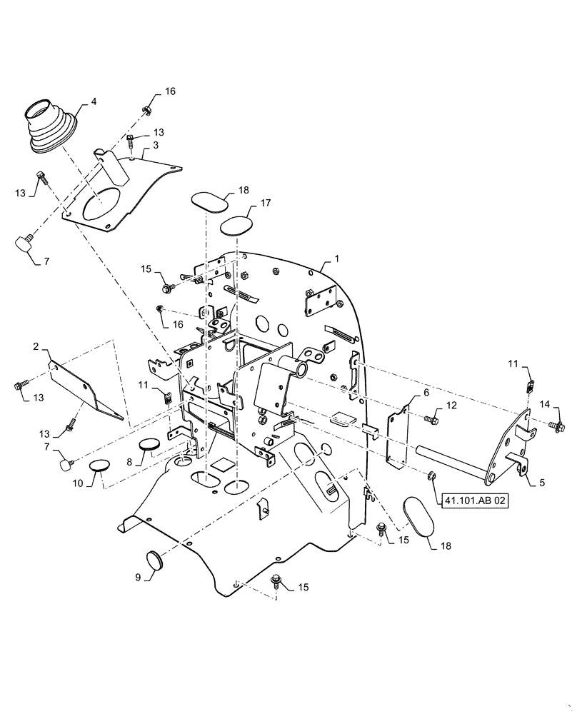 Схема запчастей Case IH FARMALL 50C - (41.101.AU[01]) - PEDAL FRAME, HST, FARMALL 40C, 50C (41) - STEERING