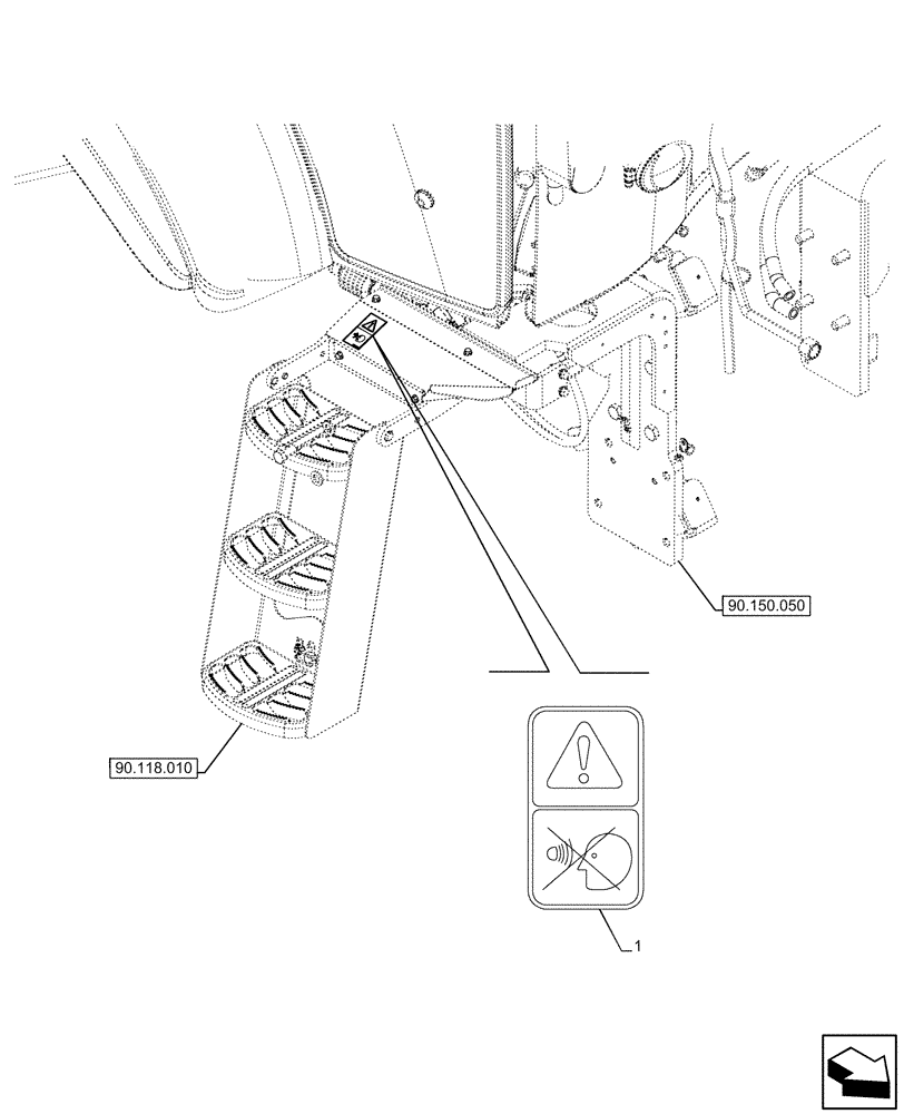 Схема запчастей Case IH FARMALL 120U - (90.108.120) - VAR - 332703, 335703 - DECAL, RADAR, EU (90) - PLATFORM, CAB, BODYWORK AND DECALS
