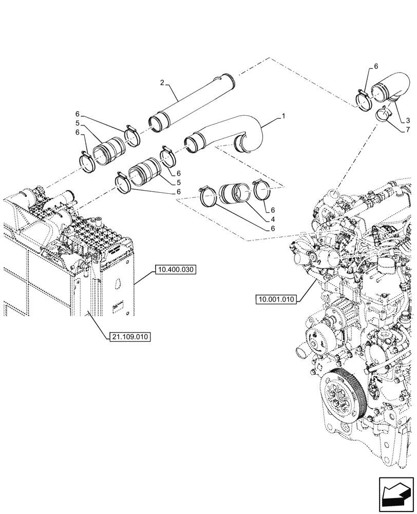 Схема запчастей Case IH FARMALL 80N - (10.310.020) - VAR - 342245, 342246, 759001, 759002 - INTERCOOLER LINE (10) - ENGINE