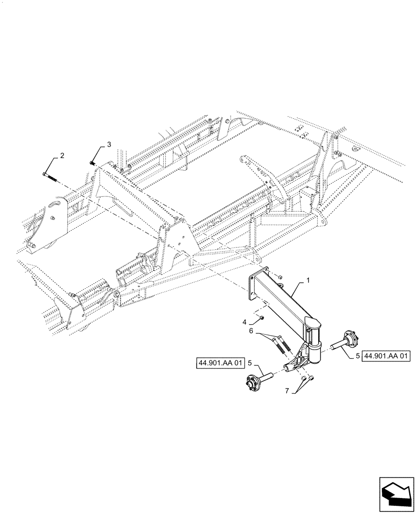 Схема запчастей Case IH 500T - (39.100.AA[01]) - FRONT CENTER FRAME SPAR (39) - FRAMES AND BALLASTING