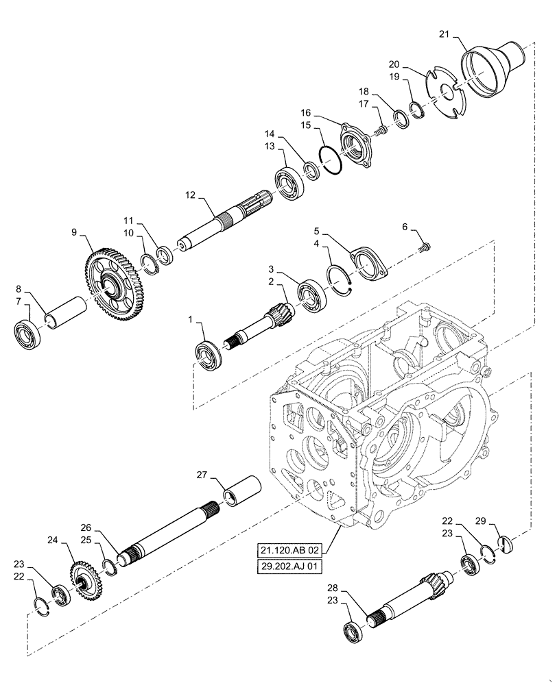 Схема запчастей Case IH FARMALL 50C - (31.201.AG[04]) - PTO DRIVE SHAFT, FARMALL 40C, 50C (31) - IMPLEMENT POWER TAKE OFF