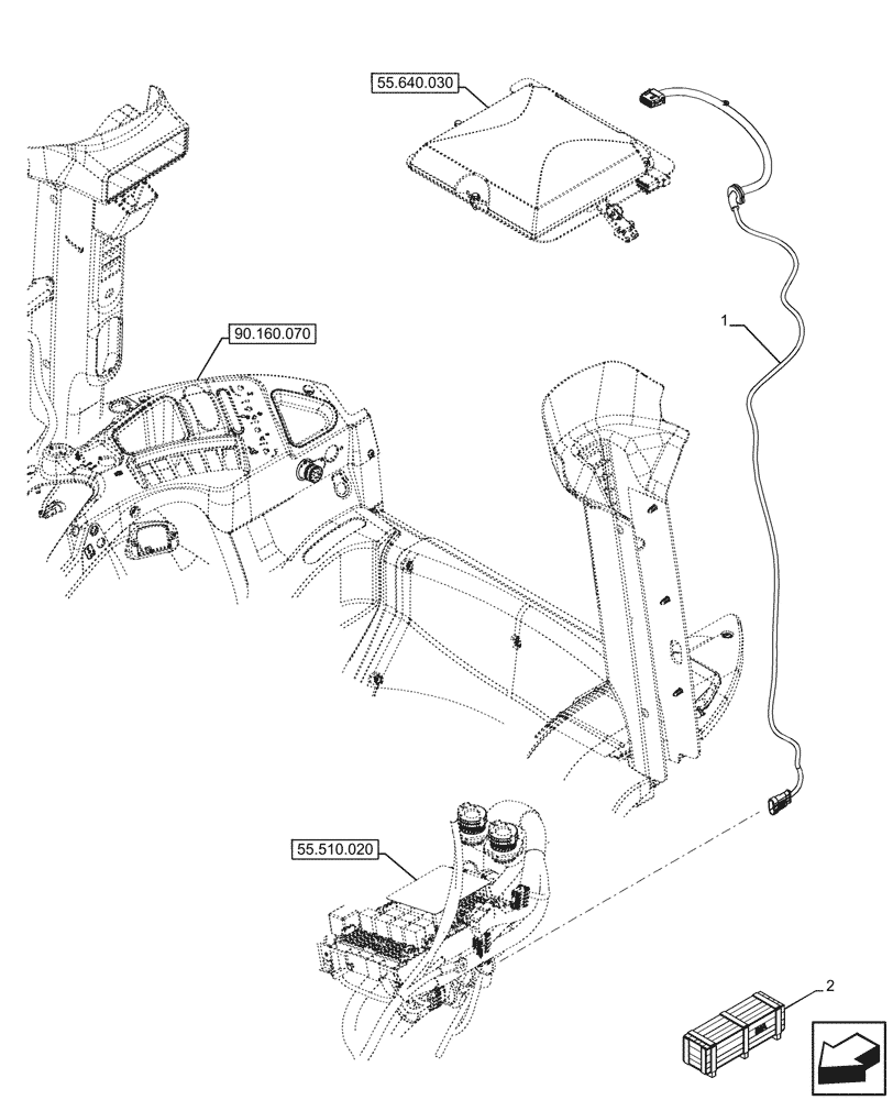 Схема запчастей Case IH FARMALL 110U - (55.640.050) - VAR - 336612 - GPS RECEIVER, HARNESS (55) - ELECTRICAL SYSTEMS