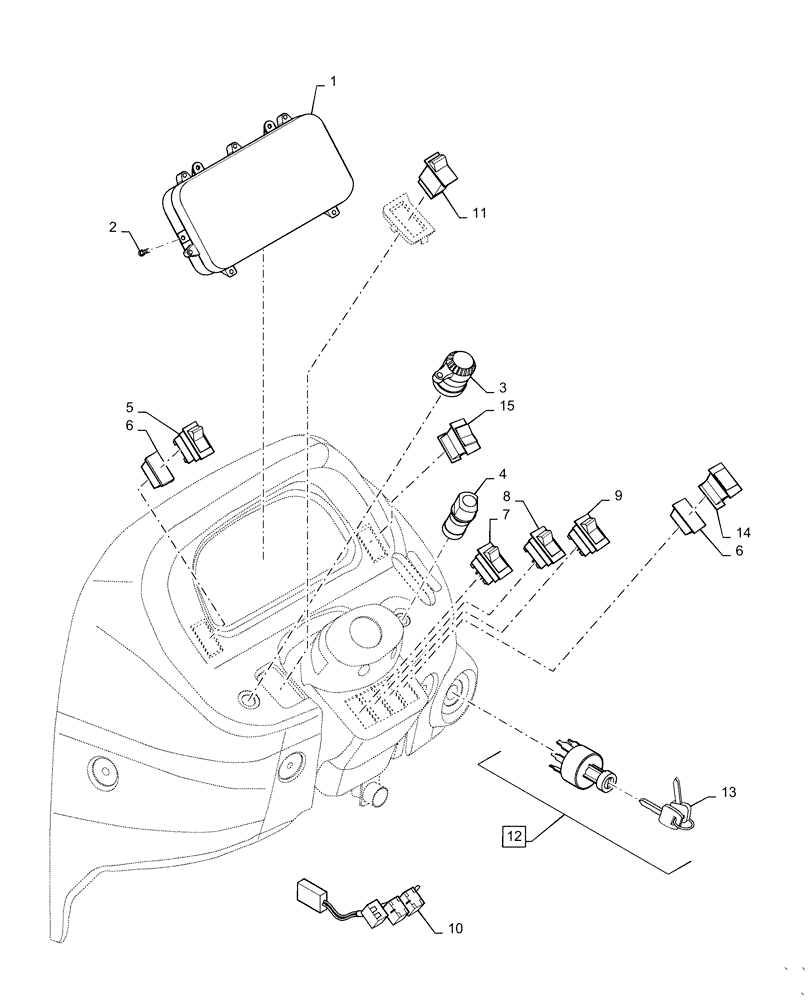 Схема запчастей Case IH FARMALL 50C - (55.512.BQ[01]) - INSTRUMENT PANEL, FARMALL 40C, 50C (55) - ELECTRICAL SYSTEMS