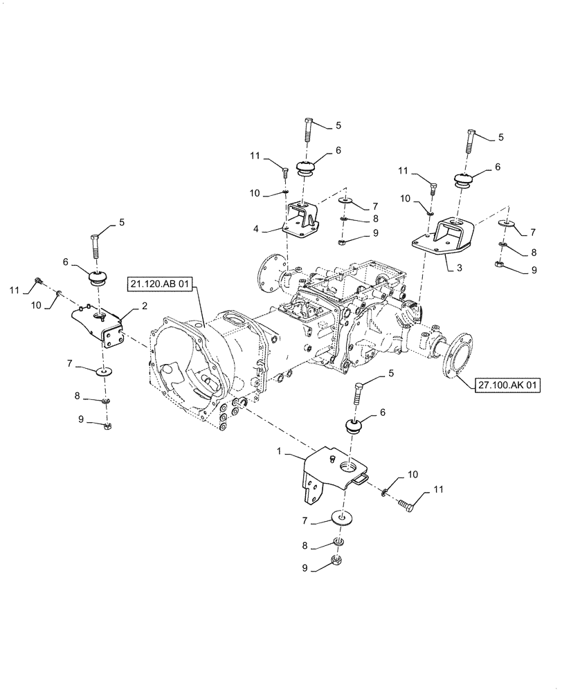 Схема запчастей Case IH FARMALL 35C - (90.118.CD) - TRANSMISSION MOUNTING PARTS (90) - PLATFORM, CAB, BODYWORK AND DECALS
