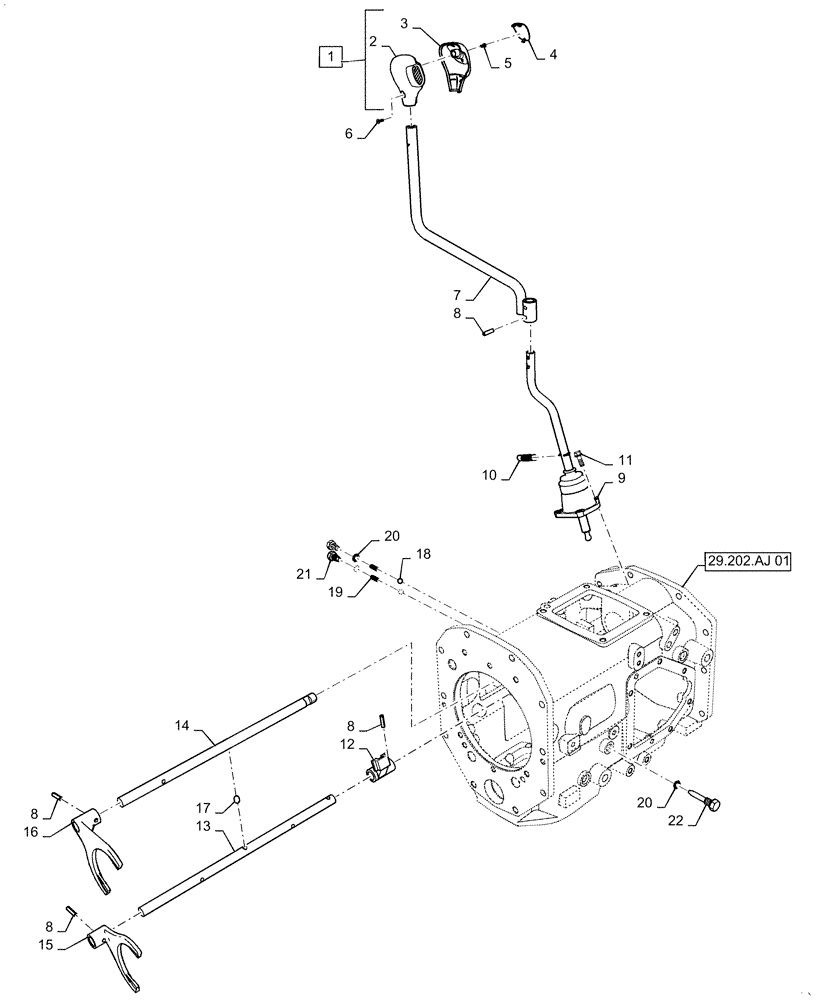Схема запчастей Case IH FARMALL 40C - (21.130.BC[04]) - SHIFTING UNIT, RANGE GEAR, FARMALL 40C, 50C (21) - TRANSMISSION