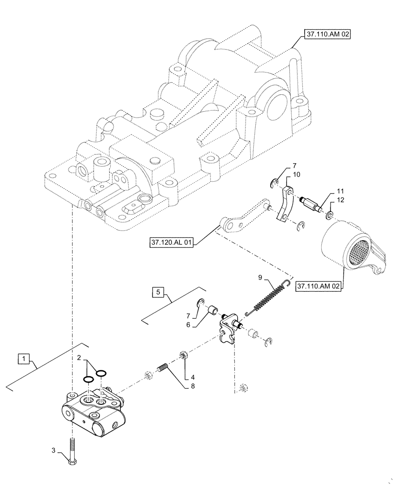 Схема запчастей Case IH FARMALL 50C - (35.124.AJ[02]) - LIFT LINK, CONTROL VALVE, FARMALL 40C, 50C (35) - HYDRAULIC SYSTEMS