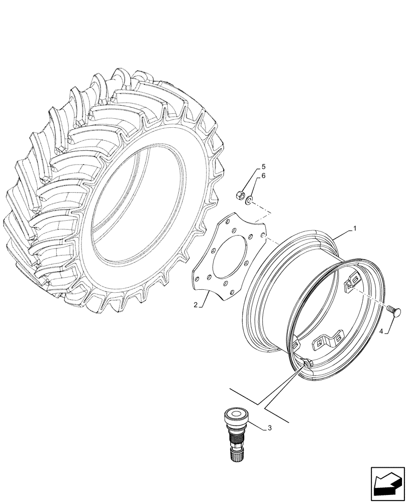Схема запчастей Case IH FARMALL 80V - (44.511.060) - VAR - 8807401, 8808401, 8814401 - FRONT, WHEEL (W8X16) (44) - WHEELS