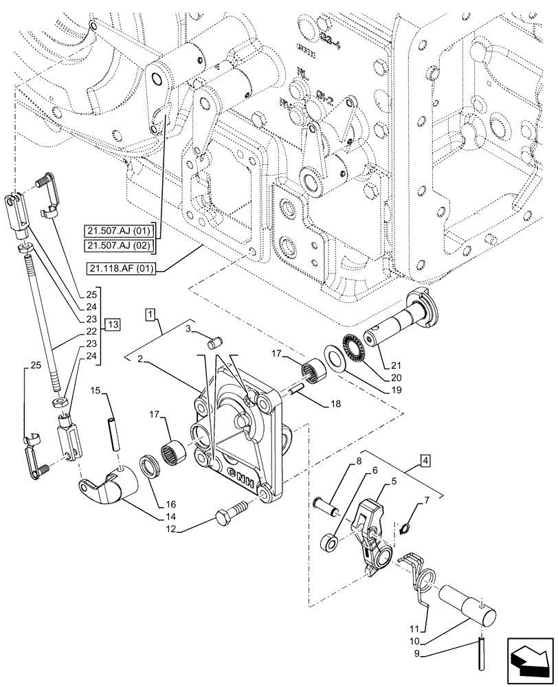 Схема запчастей Case IH FARMALL 120C - (33.110.AP[02]) - VAR - 743551 - PARKING BRAKE, CONTROL LEVER - END YR 30-APR-2015 (33) - BRAKES & CONTROLS