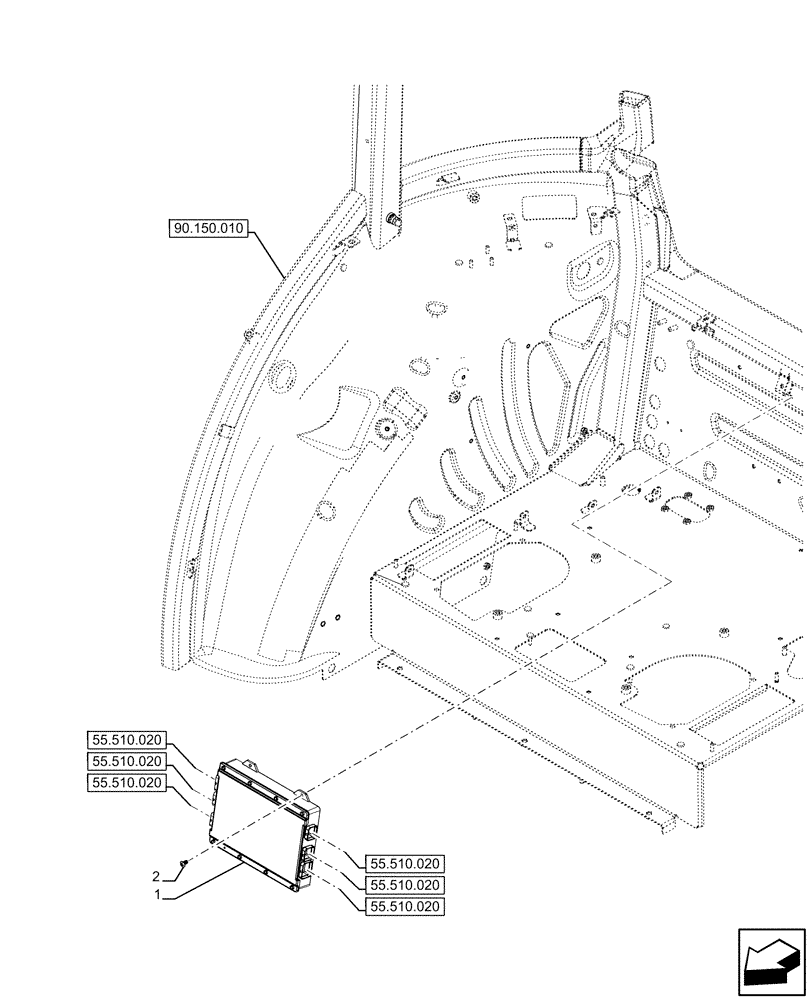 Схема запчастей Case IH FARMALL 120U - (55.024.040) - VAR - 337707, 758604 - TRANSMISSION, ELECTRONIC CONTROL UNIT (55) - ELECTRICAL SYSTEMS