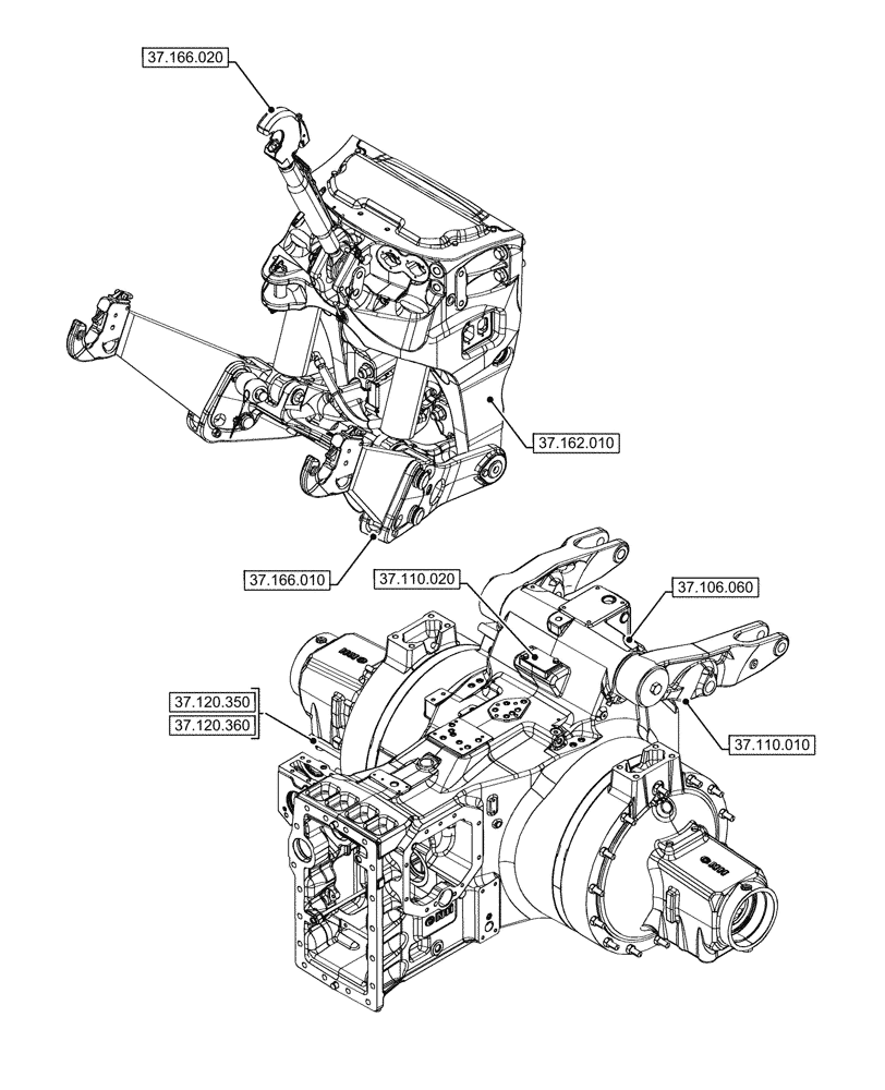 Схема запчастей Case IH OPTUM 300 CVT - (37.000.00[01]) - SECTION INDEX - HITCHES, DRAWBARS AND IMPLEMENT COUPLINGS (37) - HITCHES, DRAWBARS & IMPLEMENT COUPLINGS