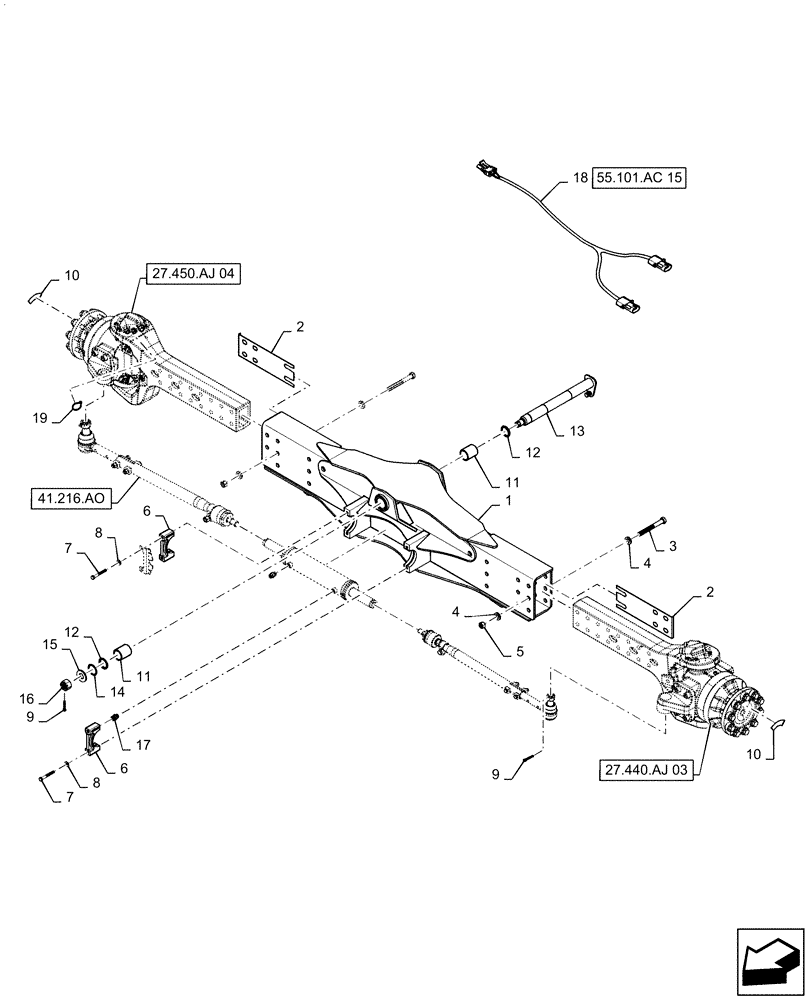Схема запчастей Case IH 6130 - (27.450.AH[02]) - REAR AXLE ASSY, 2-SPEED (27) - REAR AXLE SYSTEM