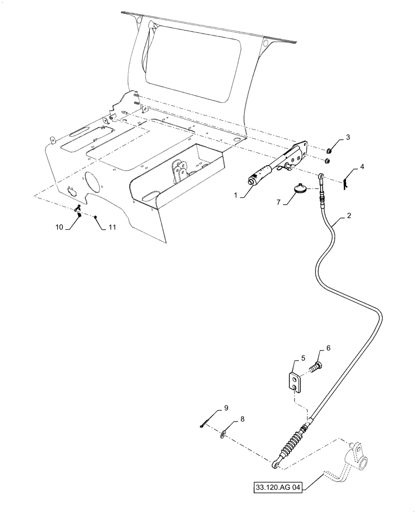 Схема запчастей Case IH FARMALL 40C - (33.110.AJ[04]) - PARKING BRAKE, LEVER, FARMALL 40C, 50C (33) - BRAKES & CONTROLS