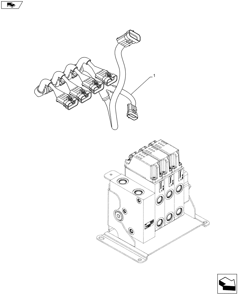Схема запчастей Case IH MAXXUM 140 - (55.100.DP[01A]) - VAR - 333561, 743690 - ELECTRONIC MID MOUNTED VALVES, FRONT AXLE, HARNESS - D7376 (55) - ELECTRICAL SYSTEMS