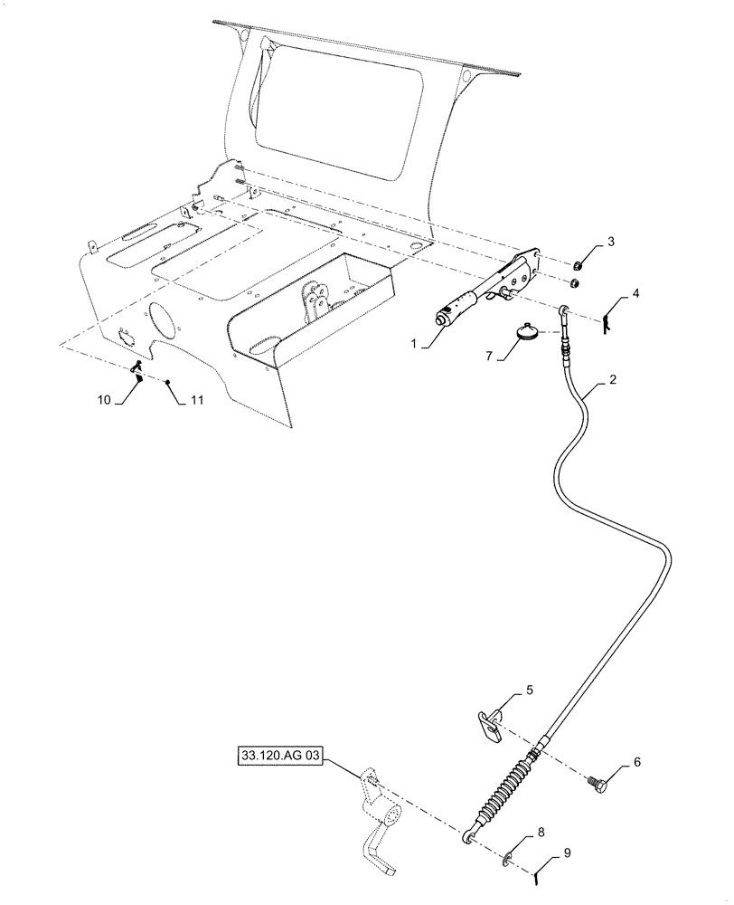 Схема запчастей Case IH FARMALL 40C - (33.110.AJ[03]) - PARKING BRAKE, LEVER, HST, FARMALL 40C, 50C (33) - BRAKES & CONTROLS