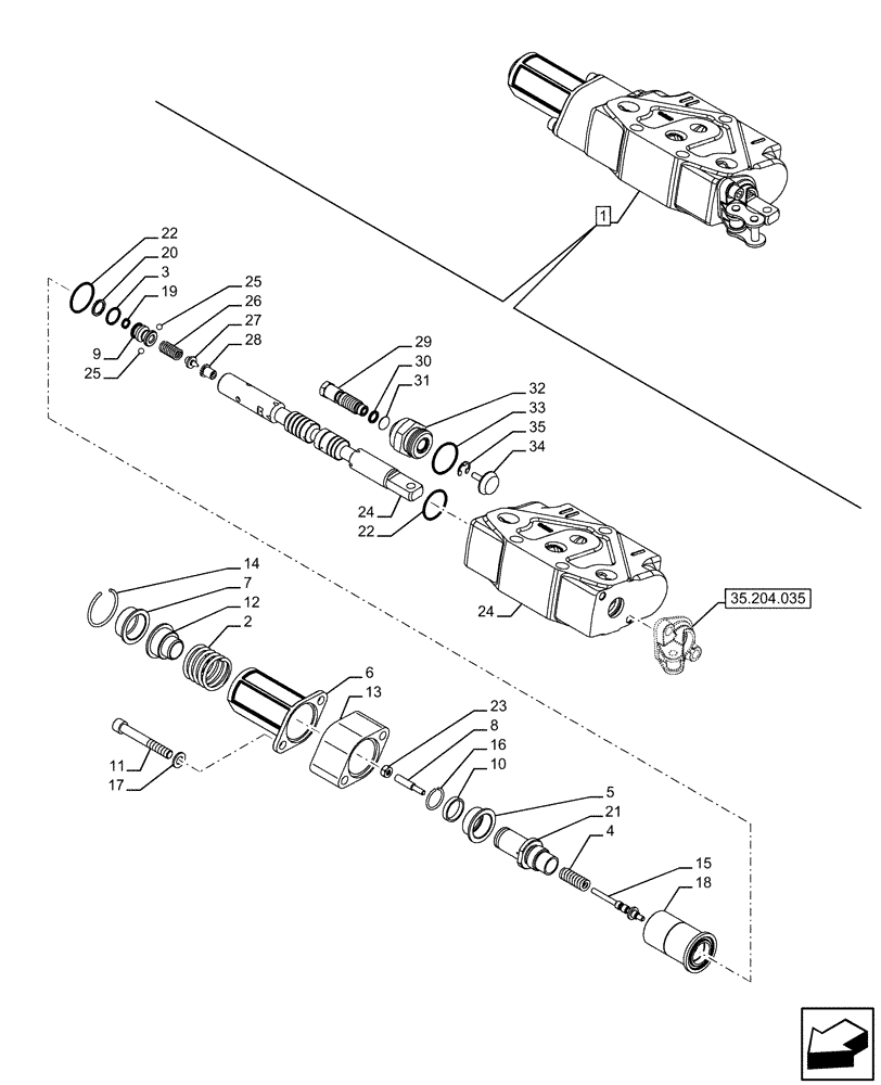 Схема запчастей Case IH FARMALL 120U - (35.204.030) - VAR - 390183, 334195 - 2 REMOTE CONTROL VALVES, REAR, COMPONENTS (35) - HYDRAULIC SYSTEMS