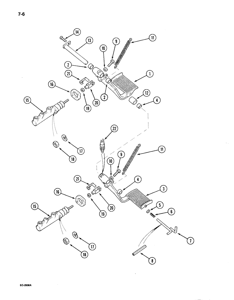 Схема запчастей Case IH 895 - (7-06) - BRAKE PEDALS, TRACTOR WITH CAB (07) - BRAKES