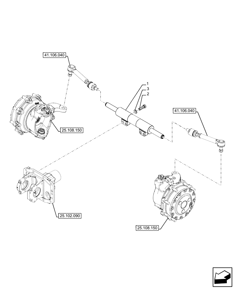 Схема запчастей Case IH FARMALL 110U - (41.216.050) - VAR - 337707 - ADVANCED, 4WD, SUSPENDED FRONT AXLE, W/O BRAKES, STEERING CYLINDER (41) - STEERING