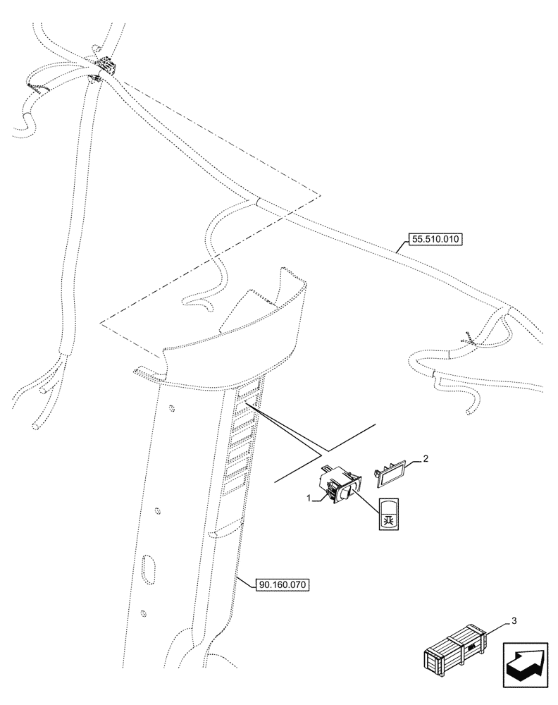 Схема запчастей Case IH FARMALL 110U - (55.405.050) - VAR - 331916, 334916, 335916 - BEACON, SWITCH (55) - ELECTRICAL SYSTEMS