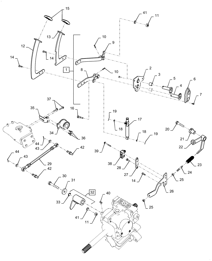 Схема запчастей Case IH FARMALL 40C - (29.200.AN[02]) - HYDROSTATIC TRANSMISSION, CONTROL, FARMALL 40C, 50C (29) - HYDROSTATIC DRIVE