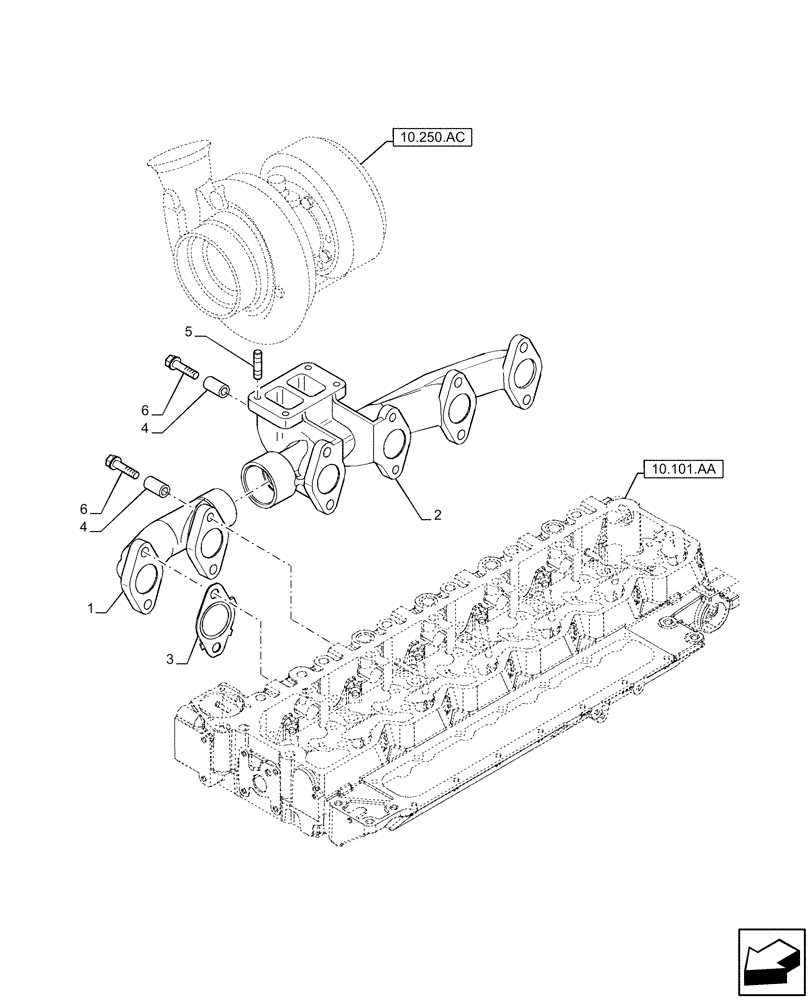 Схема запчастей Case IH F4DE9684L J113 - (10.254.AC) - EXHAUST MANIFOLD (10) - ENGINE
