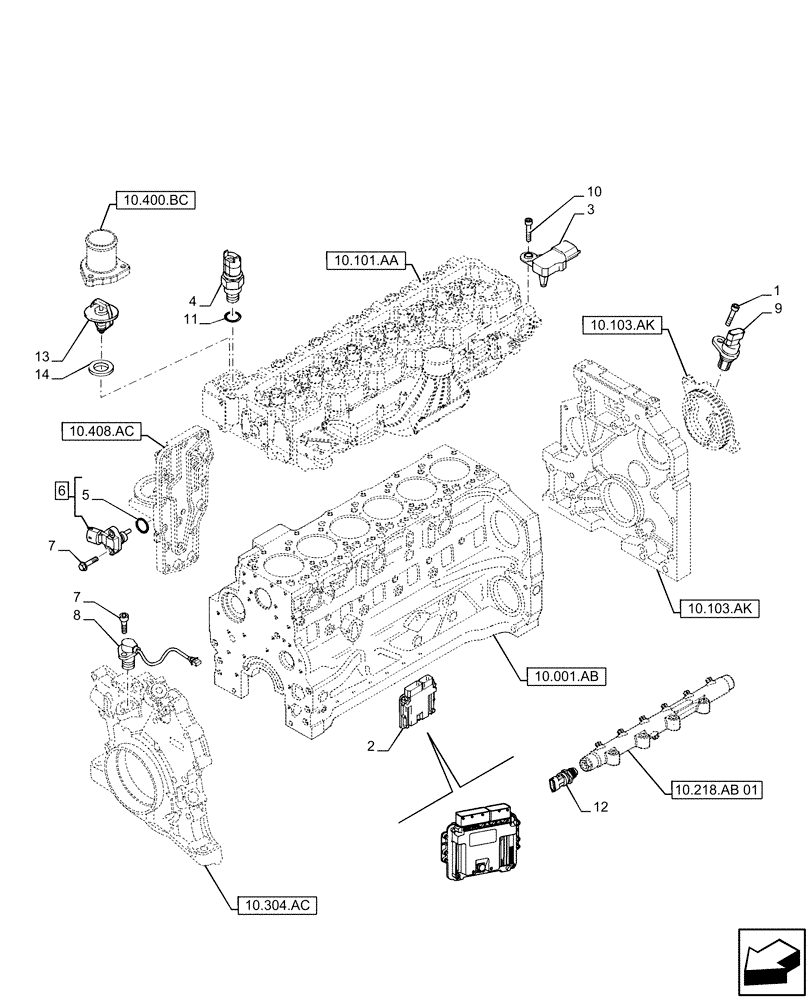 Схема запчастей Case IH F4DE9684L J112 - (55.015.AA) - SENSOR (55) - ELECTRICAL SYSTEMS
