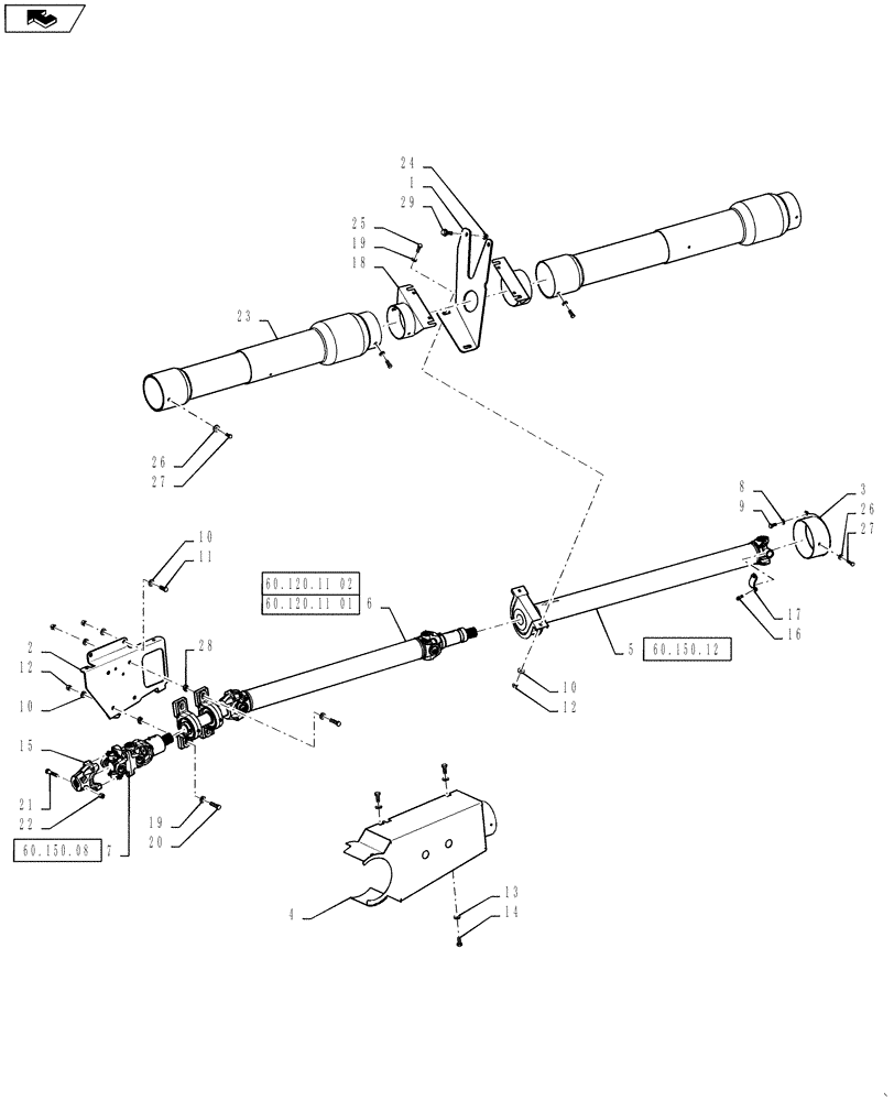 Схема запчастей Case IH 9230 - (60.120.10) - DRIVE SHAFT, FEEDER/HEADER (60) - PRODUCT FEEDING