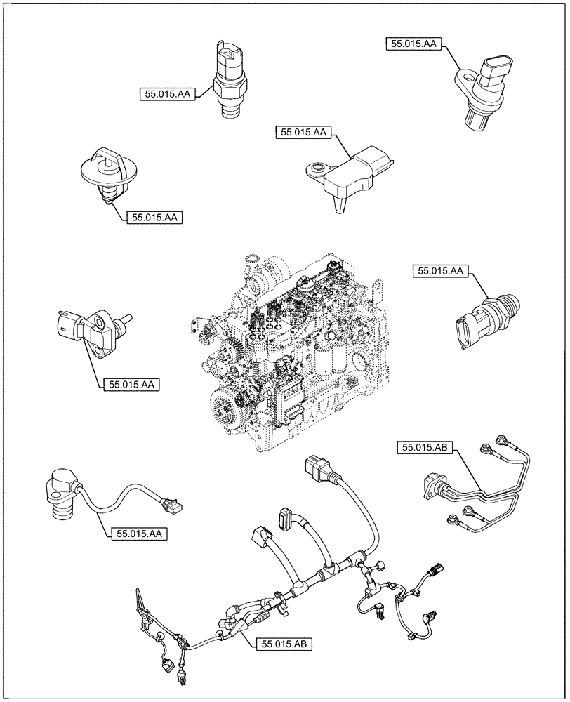 Схема запчастей Case IH F4DE9684L J112 - (00.000.55) - PICTORIAL INDEX - ELECTRICAL SYSTEMS (00) - GENERAL & PICTORIAL INDEX