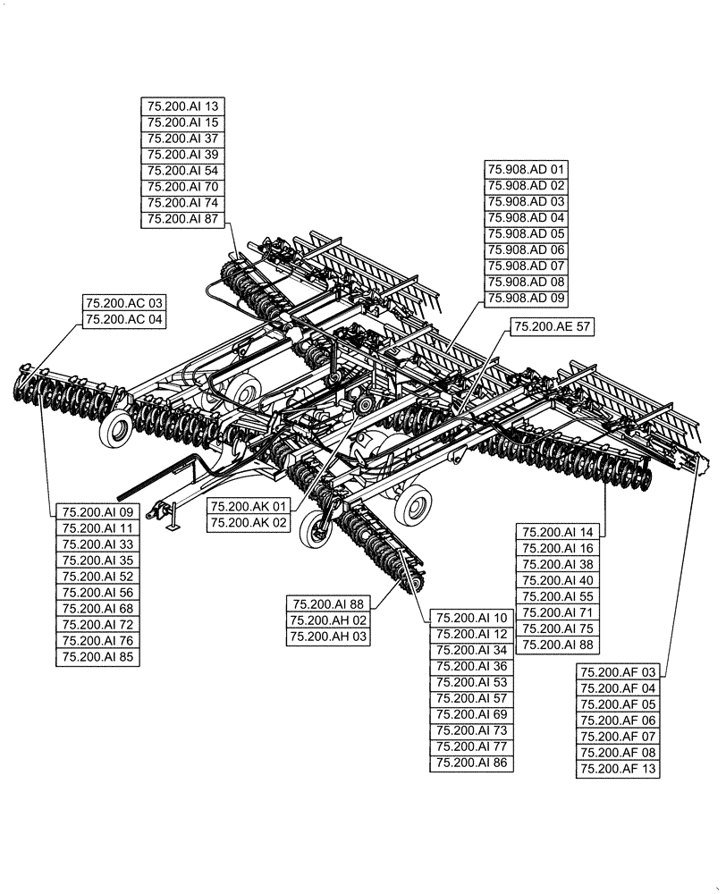 Схема запчастей Case IH TRUE-TANDEM 375 - (00.000.75) - PICTORIAL INDEX - SOIL PREPARATION (00) - GENERAL & PICTORIAL INDEX