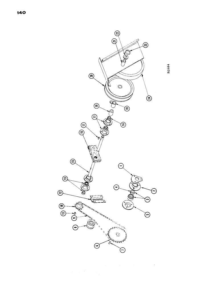 Схема запчастей Case IH 1660 - (140) - GRAIN BIN AUGER DRIVE JACKSHAFT (80) - CROP STORAGE/UNLOADING