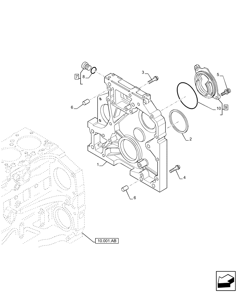 Схема запчастей Case IH F4DE9684L J112 - (10.103.AK) - CRANKCASE COVERS (10) - ENGINE