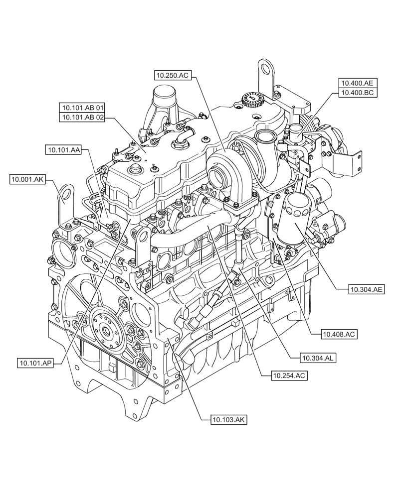 Схема запчастей Case IH F4DE9684L J112 - (10.000.00[01]) - SECTION INDEX - ENGINE (10) - ENGINE